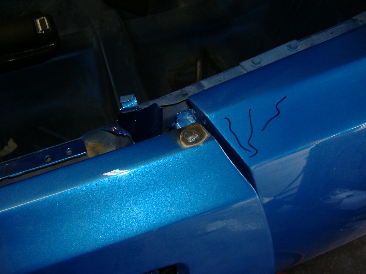73Charger weld up molding holes